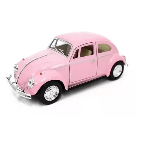 carro de metal miniatura vw fusca rosa claro past da coleção kinsmart ano 1967