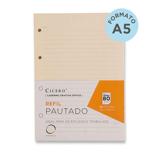 refil caderno criativo argolado a5 pautado pólen 80g 40 folhas 14,8x21cm cicero
