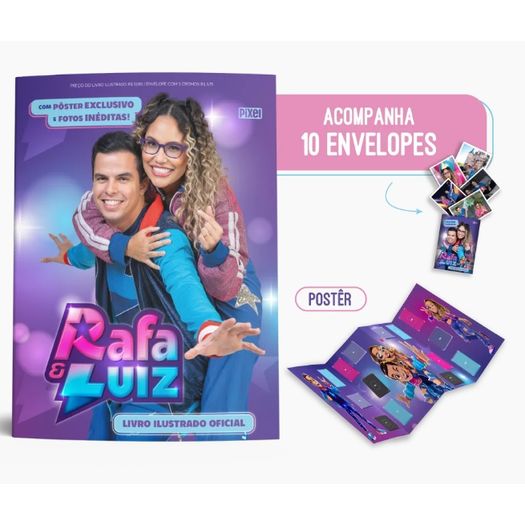 álbum oficial rafa e luiz + 10 envelopes de figurinhas álbum oficial rafa e luiz + 10 envelopes de figurinhas