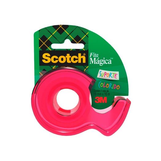 fita mágica scotch 19mmx10m com suporte rosa neon 3m