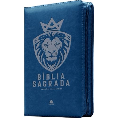 bíblia sagrada king james com zíper - azul