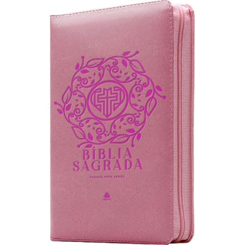 bíblia sagrada king james com zíper - rosa