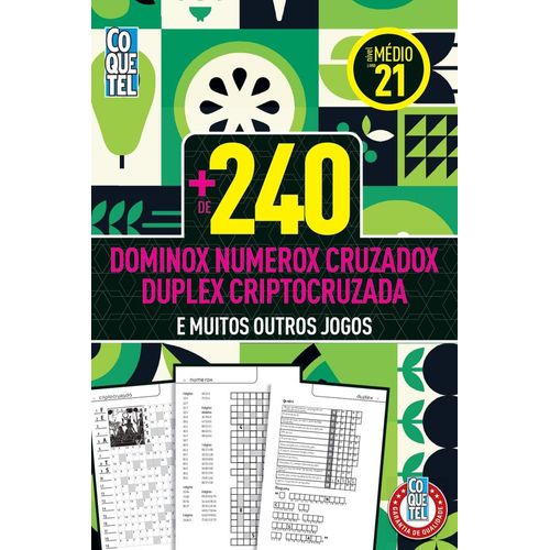 mais de 240 dominox numerox cruzadox duplex criptocruzada - nivel medio - livro 21