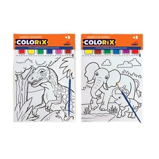aquarela com pincel e 6 folhas para colorir aquarela com pincel e 6 folhas para colorir