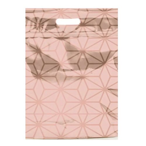 sacola presente zipada laminada star rose gold média