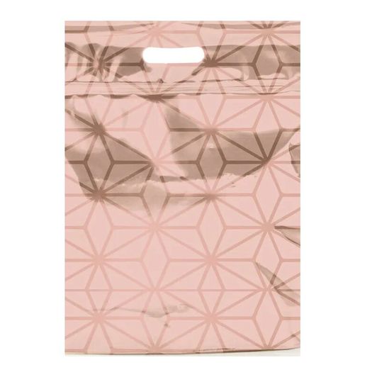 sacola presente zipada laminada star rose gold média sacola presente zipada laminada star rose gold média