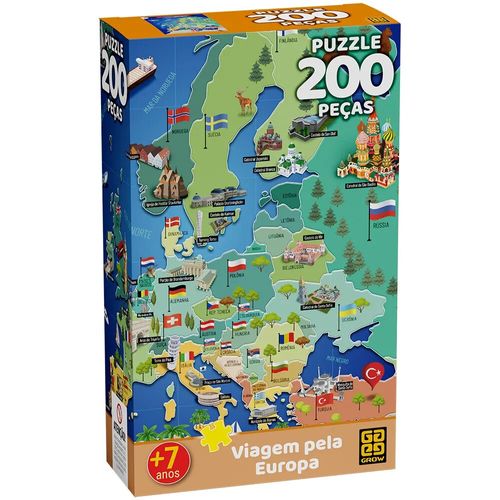 quebra-cabeça 200 peças viagem pela europa grow