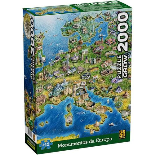 quebra-cabeça 2000 peças monumentos da europa grow