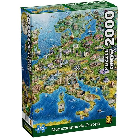 quebra-cabeça 2000 peças monumentos da europa grow