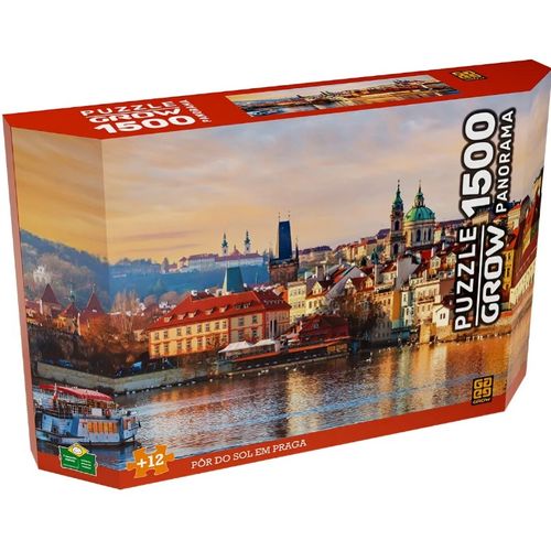 quebra-cabeça 1500 peças panorama pôr do sol em praga