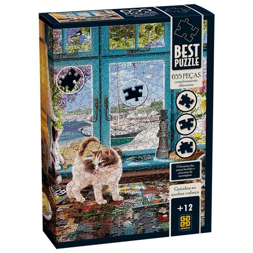 quebra-cabeça 655 peças best puzzle gatinhos no quebra-cabeça