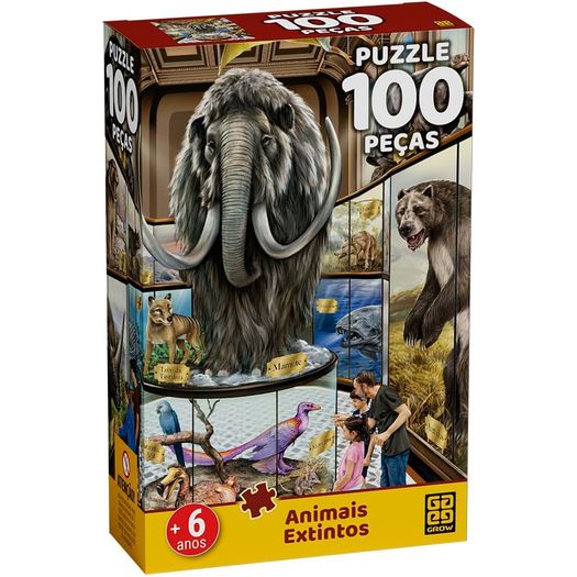 quebra-cabeça 100 peças animais extintos quebra-cabeça 100 peças animais extintos
