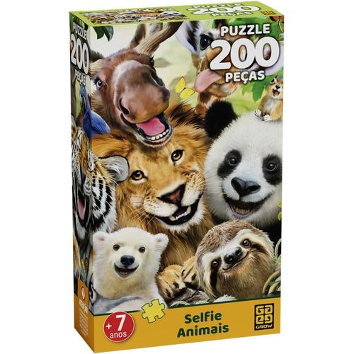 quebra-cabeça 200 peças selfie animais grow