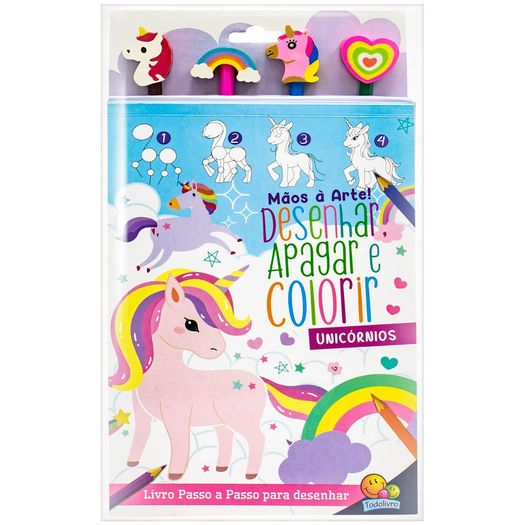 mãos à arte! desenhar, apagar e colorir - unicórnios mãos à arte! desenhar, apagar e colorir - unicórnios