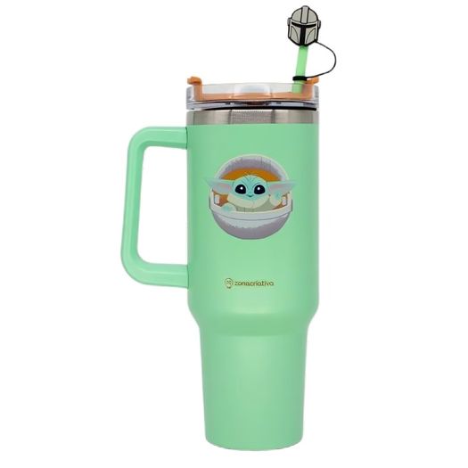 canecão tumbler 1,15 mandalorian inox com canudo e pingente canecão tumbler 1,15 mandalorian inox com canudo e pingente