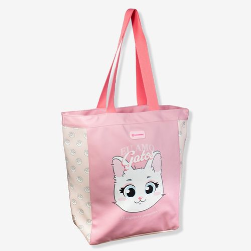 bolsa com alça shopping bag rosa eu amo gato zona criativa