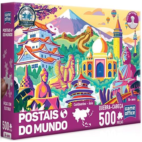 quebra-cabeca-500-pecas-postais-do-mundo-continentes-asia-game-office-toyster