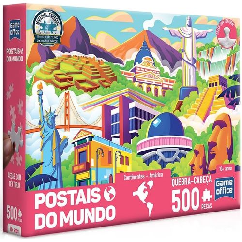 quebra-cabeça 500 peças postais do mundo continentes américa