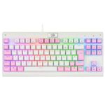 teclado mecanico dark avenger rgb branco e rosa switch azul (k568wp-rgb) - redragon