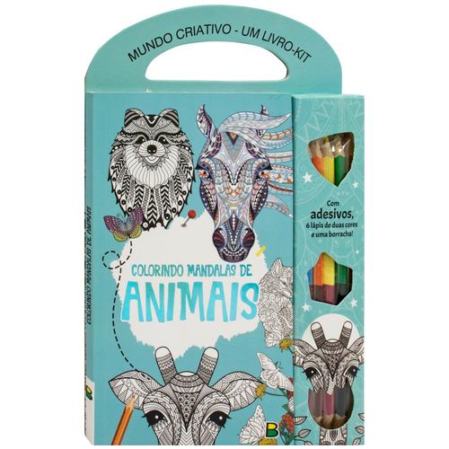 mundo criativo - um livro kit - colorindo mandalas de animais