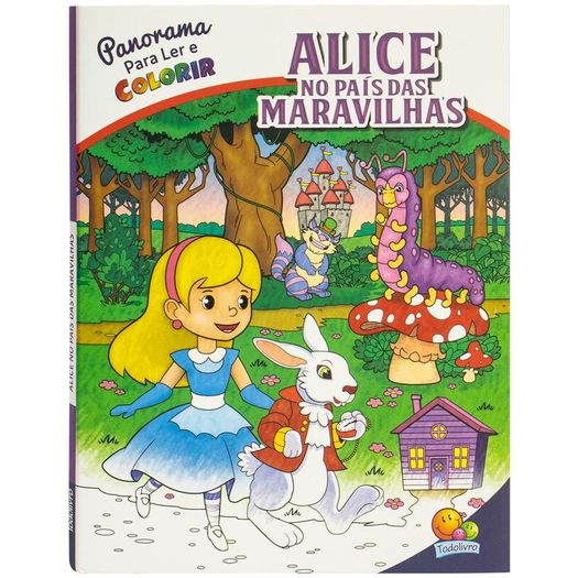 panorama para ler e colorir - alice no país da maravilhas
