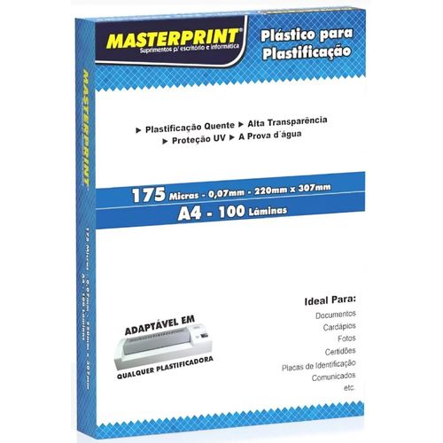 plastico polasil 0,07mm a4 100un masterprint