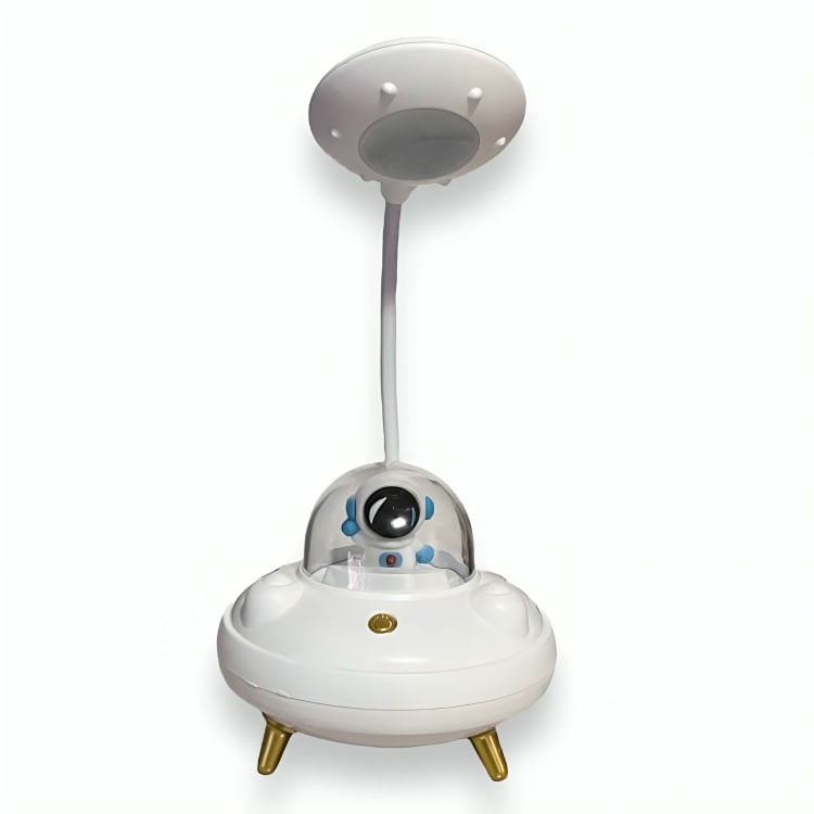 Luminaria De Mesa Led Astronauta Na Nave Usb Diversas Cores Sanxia