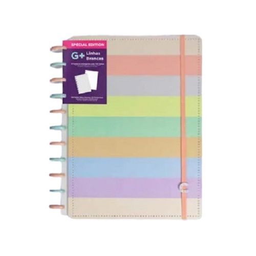 caderno inteligente 140 folhas g arco-iris pastel linhas brancas special edition cibound
