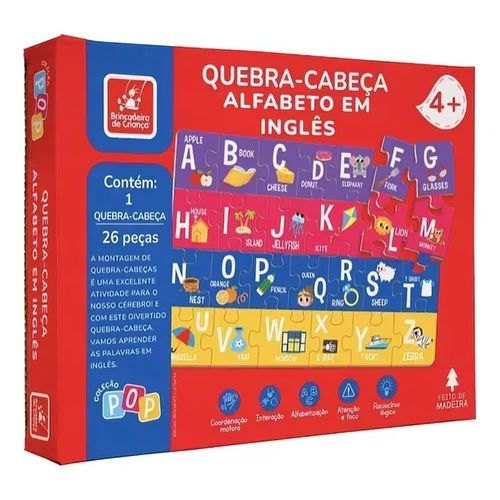 quebra-cabeça 26 peças alfabeto em inglês