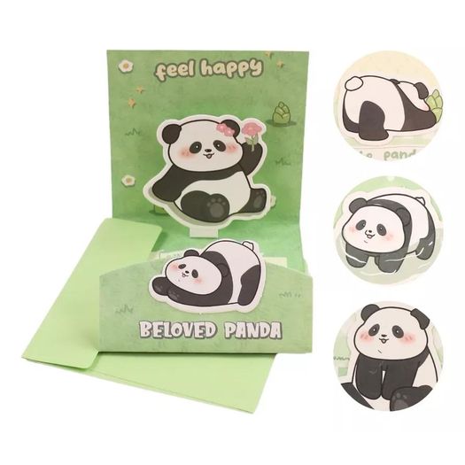 cartão de felicitações panda 3d diversos modelos cartão de felicitações panda 3d diversos modelos
