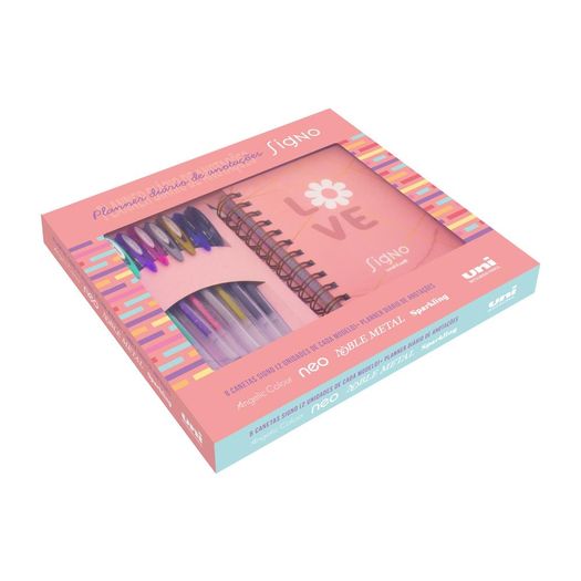 kit com 8 unidades caneta e sketchbook signo kit com 8 unidades caneta e sketchbook signo