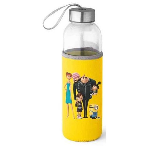 garrafa 520ml vidro com capa minions turma loop