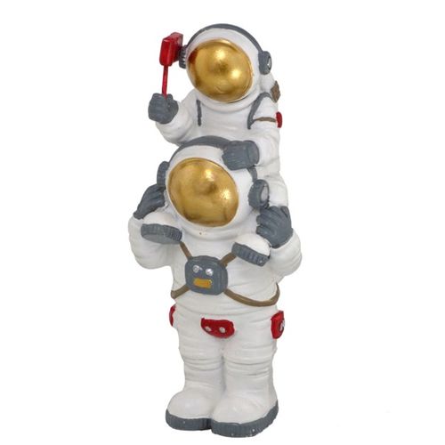 adorno decorativo resina astronauta pai e filho 2 - 12,5cm mabruk