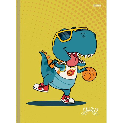 caderno brochurão 80 folhas saurus capa dura
