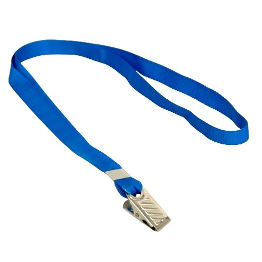 cordão liso azul com prendedor jacaré fixo cordão liso azul com prendedor jacaré fixo