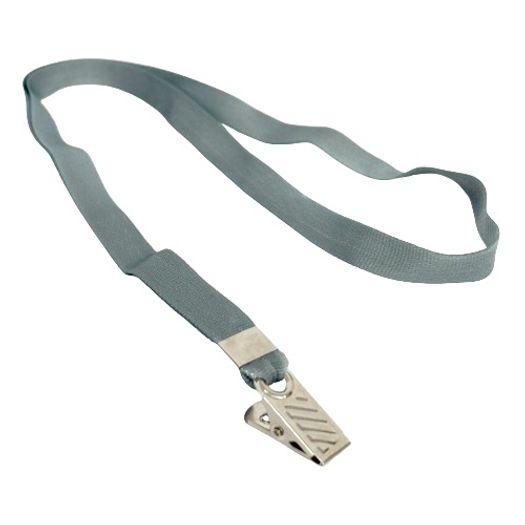 cordão liso cinza com prendedor jacará fixo cordão liso cinza com prendedor jacará fixo