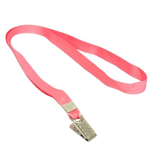 cordão liso rosa com prendedor jacaré fixo