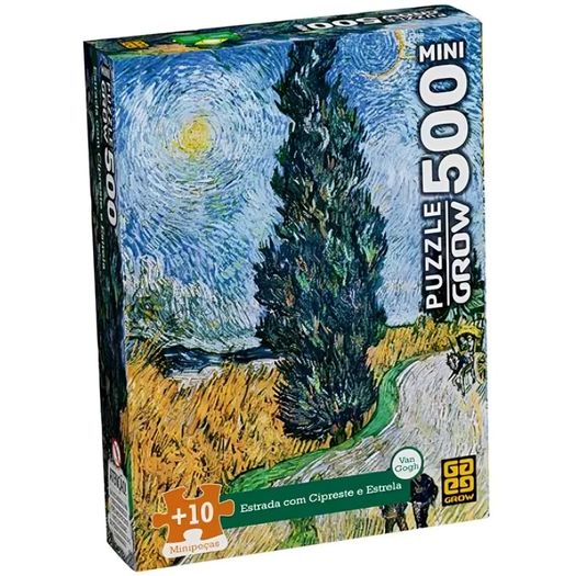 quebra-cabeça mini 500 peças estrada com cipreste e estrela van gogh quebra-cabeça mini 500 peças estrada com cipreste e estrela van gogh