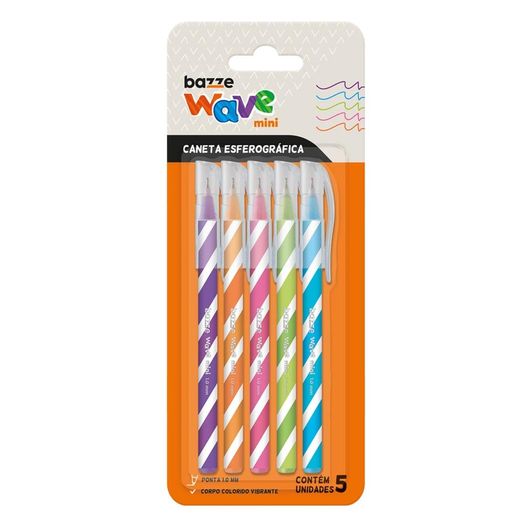 caneta esferográfica wave mini diversas cores 5 unidades caneta esferográfica wave mini diversas cores 5 unidades