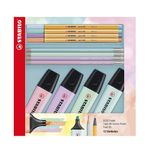 4 canetas marca texto boss pastel + 4 canetas hidro 88 + 4 lápis hb pastel stabilo sertic
