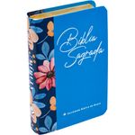 bíblia sagrada ara - edição de bolso - azul com flores