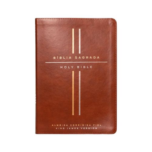 bíblia bilíngue português inglês - couro soft marrom