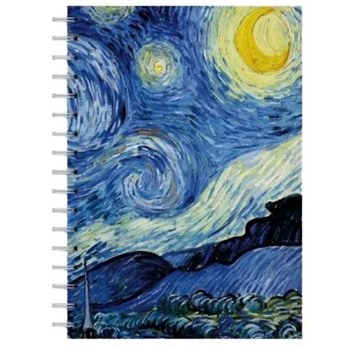 caderno universitário 1x1 200 folhas capa dura noite estrelada