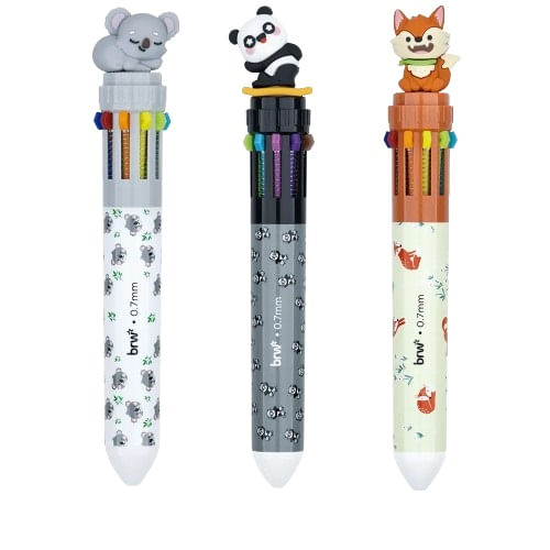 caneta esferográfica 10 cores bichinhos diversos modelos