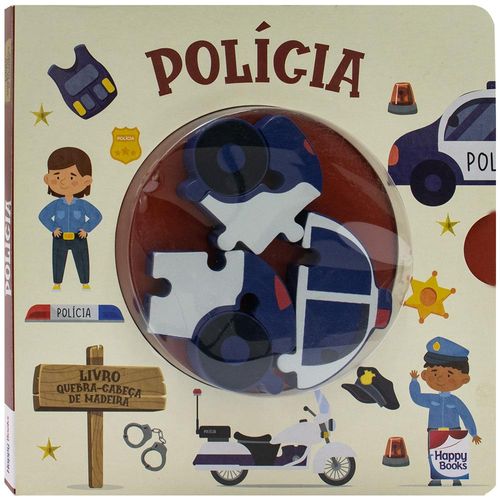 livro quebra-cabeça de madeira: polícia