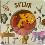 livro quebra-cabeça de madeira: selva