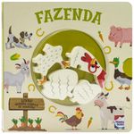 livro quebra-cabeça de madeira: fazenda
