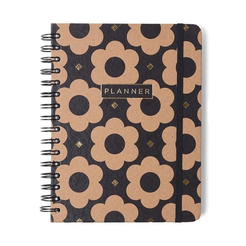 planner permanente semanal kraft notas a5 flores espiral 7479 cicero