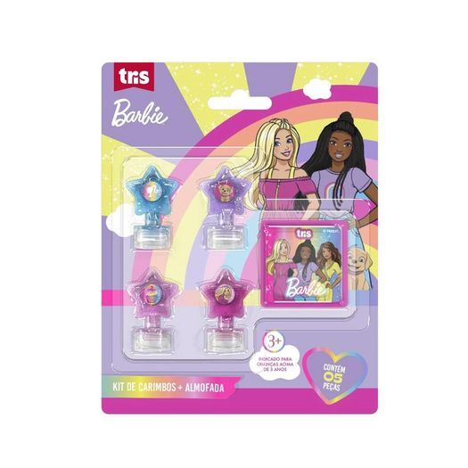 carimbo autotintado barbie com almofada 4 unidades carimbo autotintado barbie com almofada 4 unidades