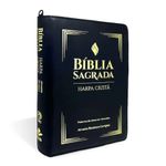 bíblia sagrada - letra grande - com harpa cristã - preta pjv com ziper